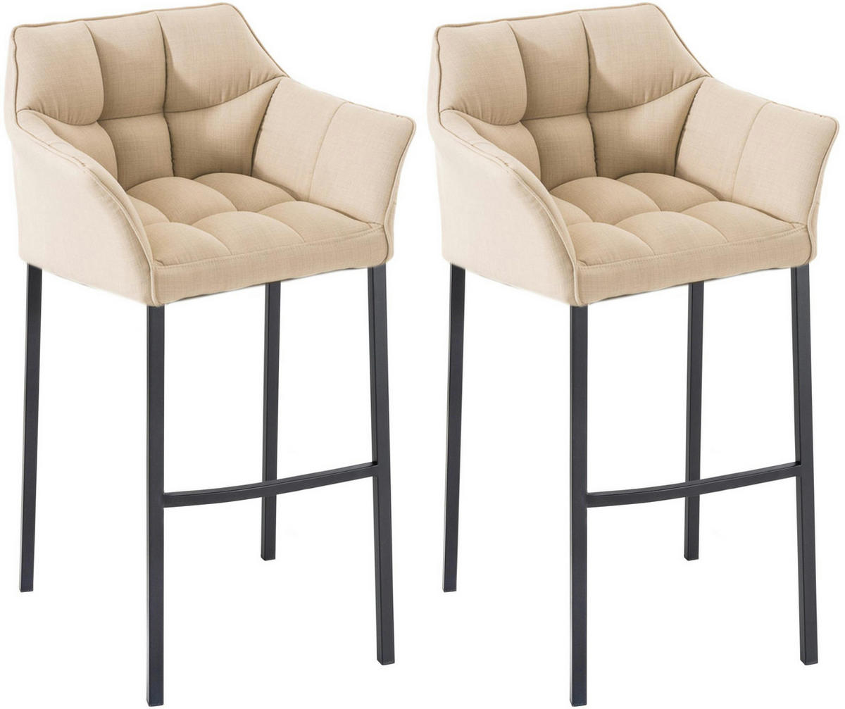 BARHOCKER 2er Set Stoff creme - Creme/Schwarz, Textil/Metall (64/110/48cm) - CLP