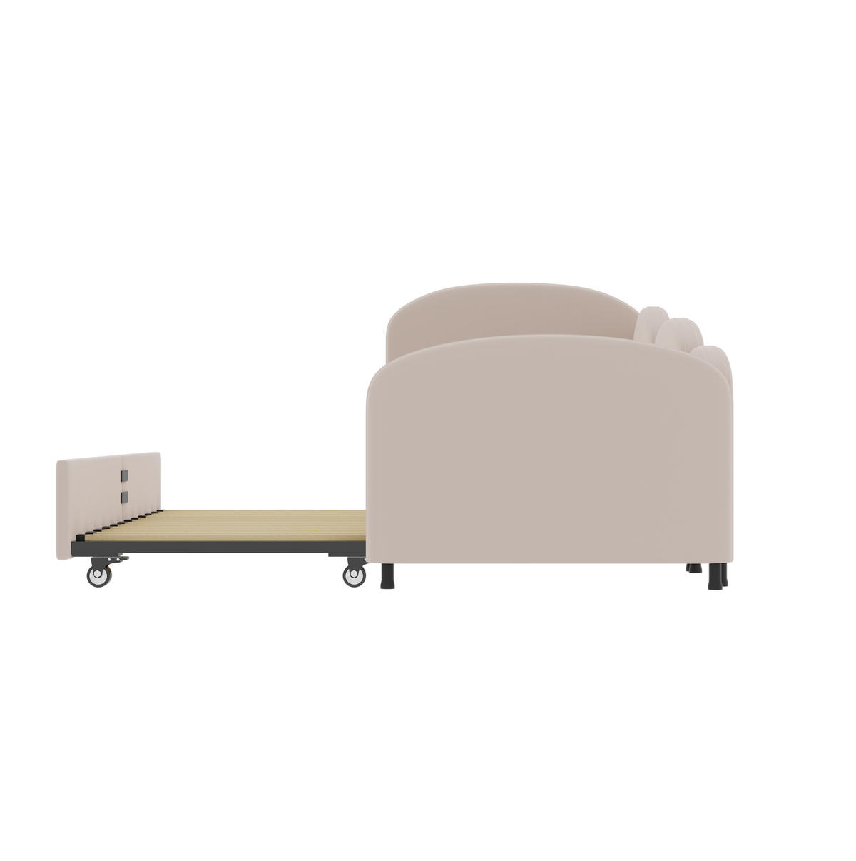 KINDERBETT 90/200 cm mit Schublade, Blumenform und Samtbezug, Rosa - Rosa, Textil (90/200cm) - Redom