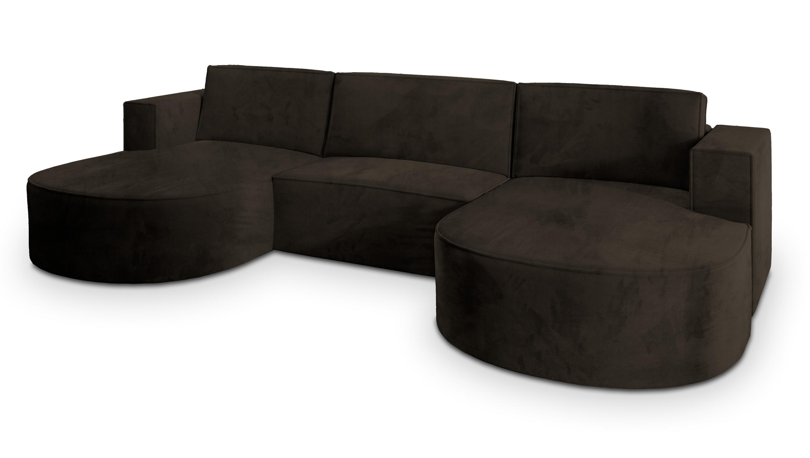 ROHOVÁ SEDAČKA VEZZO hnědá - šedá/hnědá, dřevo/textil (347/174cm) - MASSENO