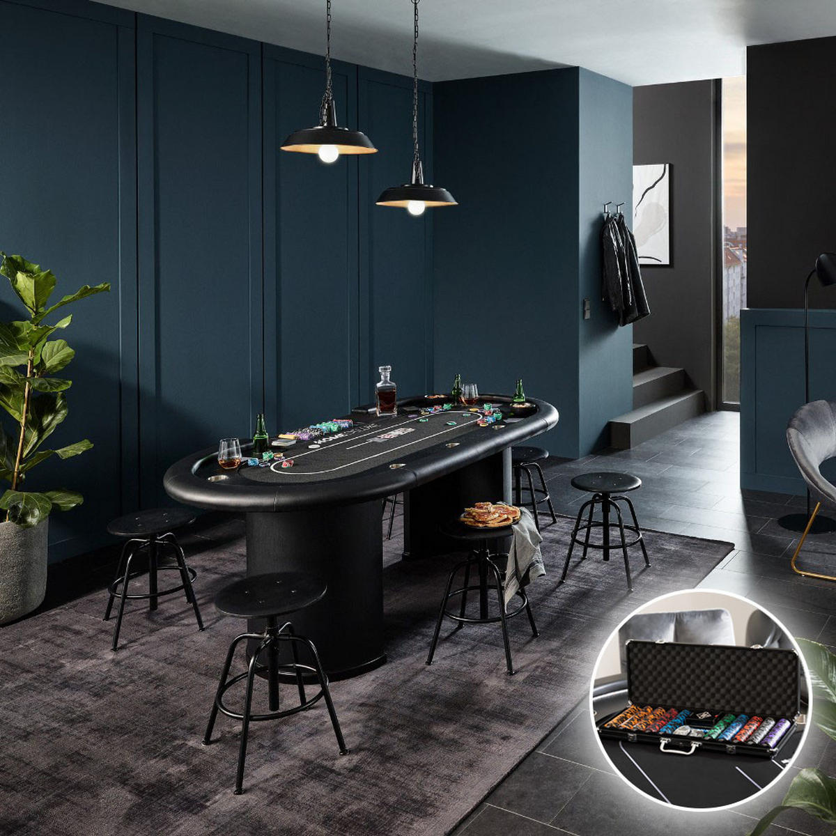 POKERSET CASINO - Schwarz, Holzwerkstoff (106/215cm) - Home Deluxe