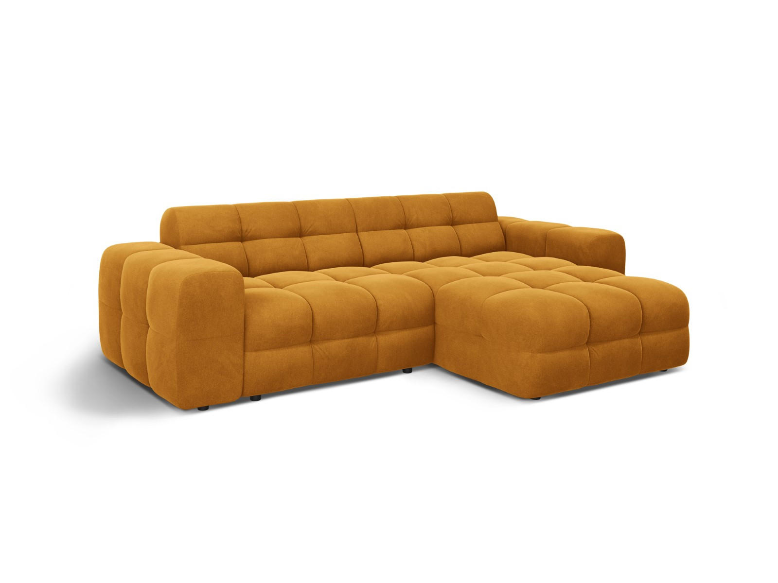 ECKSOFA rechts Kendal aus Samt senf 4 Sitzplätze - Dunkelgelb, Textil (173/256cm) - Micadoni