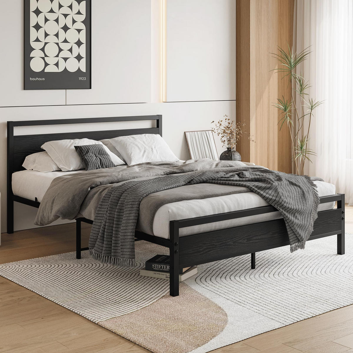 METALLBETT 140/200 cm DE-33024 mit Lattenrost und Stauraum Schwarz - Schwarz, Metall (140/200cm) - ComfortXL
