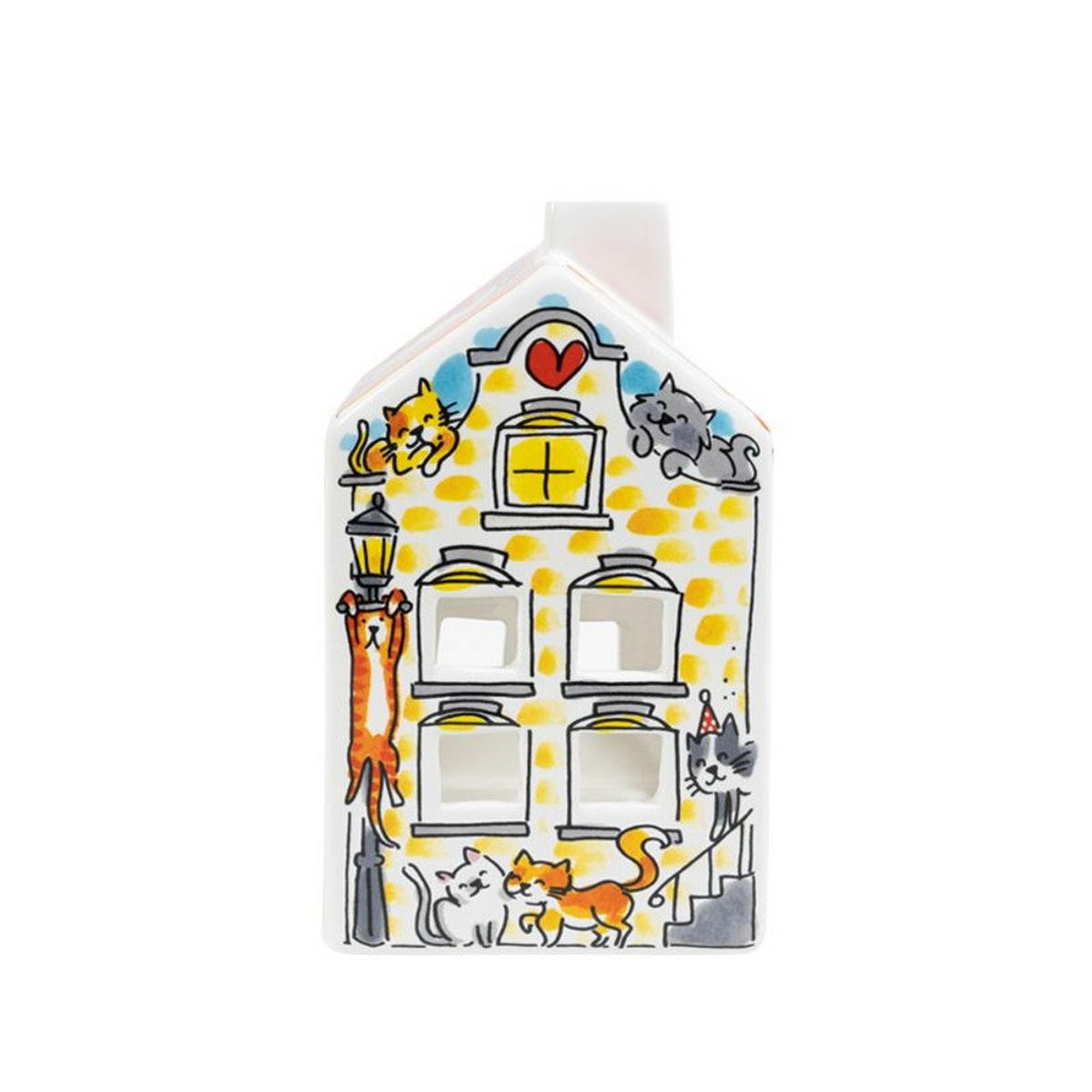 TEELICHTHALTER Katzenliebhaber in Bunt - 14,50cm - Multicolor, Keramik (8.5/14.5/8.3cm) - Blond Amsterdam