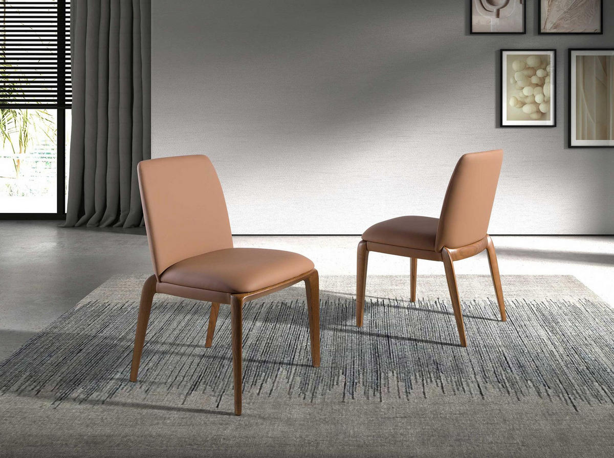 STUHL Stuhl aus braunem Öko-Leder 52/60/83 cm - Walnussfarben/Braun, Leder (52/83/60cm) - ANGEL CERDA