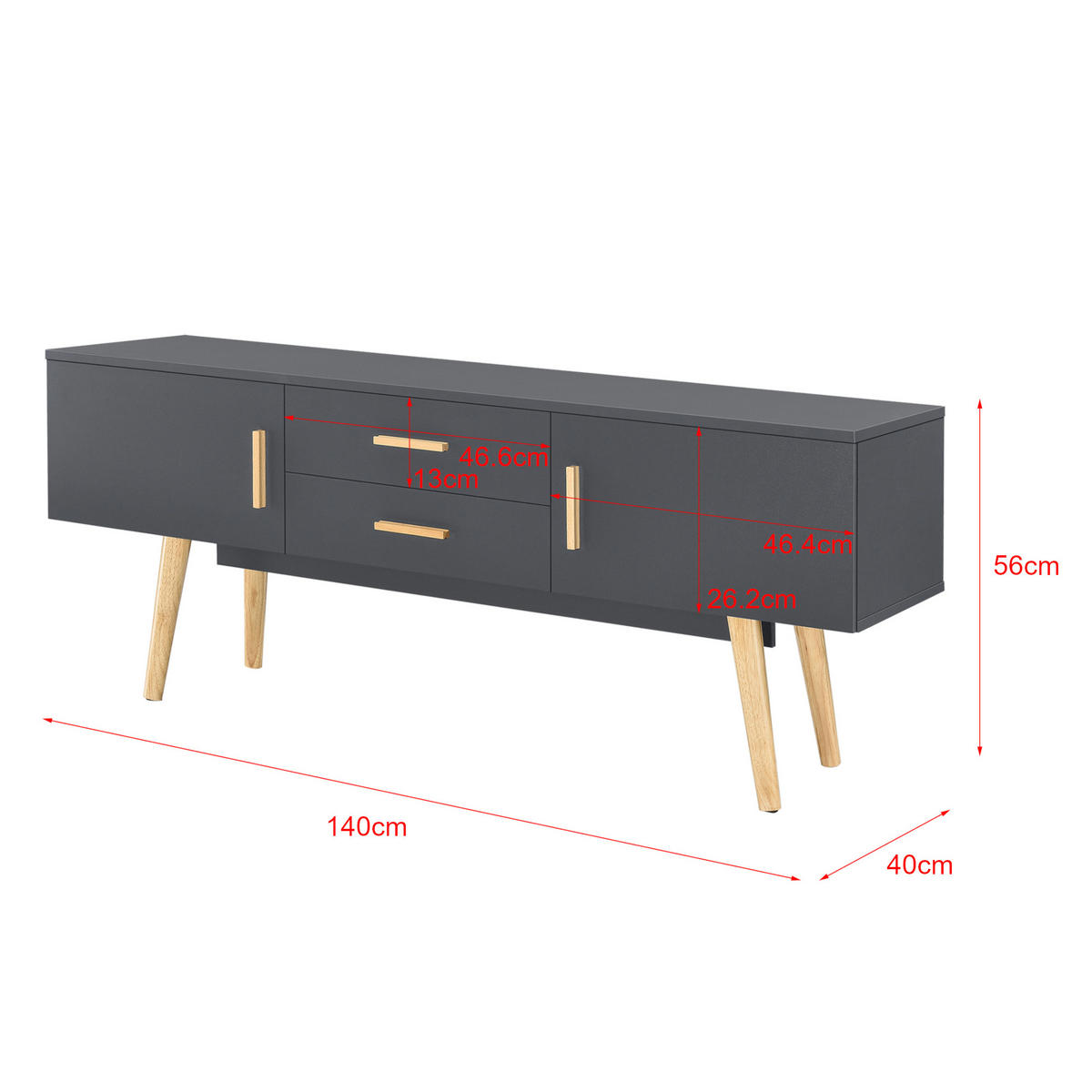 LOWBOARD Alavus - Dunkelgrau, Holz/Holzwerkstoff (140/56/40cm) - [en.casa]