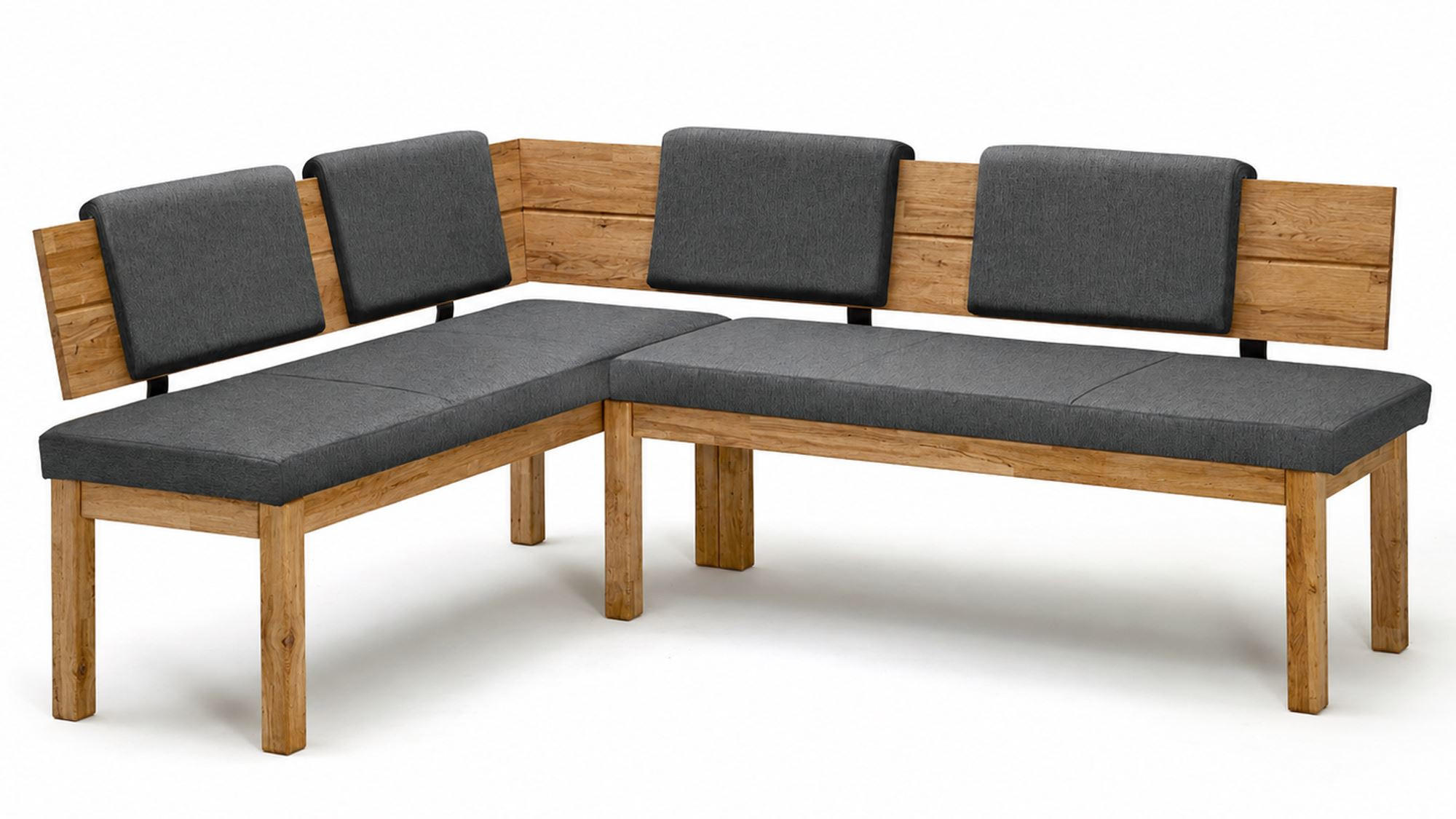 ECKBANK Danny 2 für 5 Personen Massivholz + Microfaser Wildeiche/Grau - Wildeiche/Grau, Holz (155/194cm) - 58aufmkessel