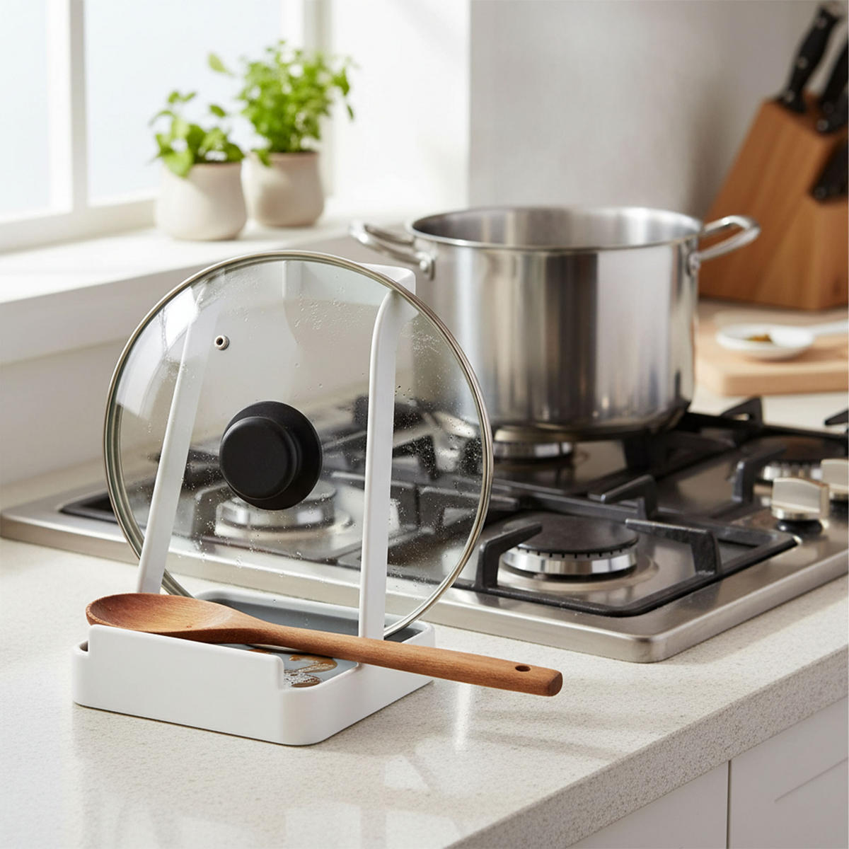 KOCHLÖFFEL-STÄNDER - Weiß, Kunststoff/Metall (10/15/10cm) - Relaxdays