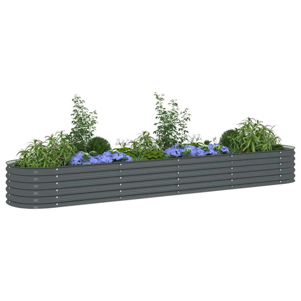 RUNDES Hochbeet für Garten BLUMO | Verzinkter Stahl | 400x80x44cm, Grau - Grau, Metall (400/44/80cm) - DELUKE