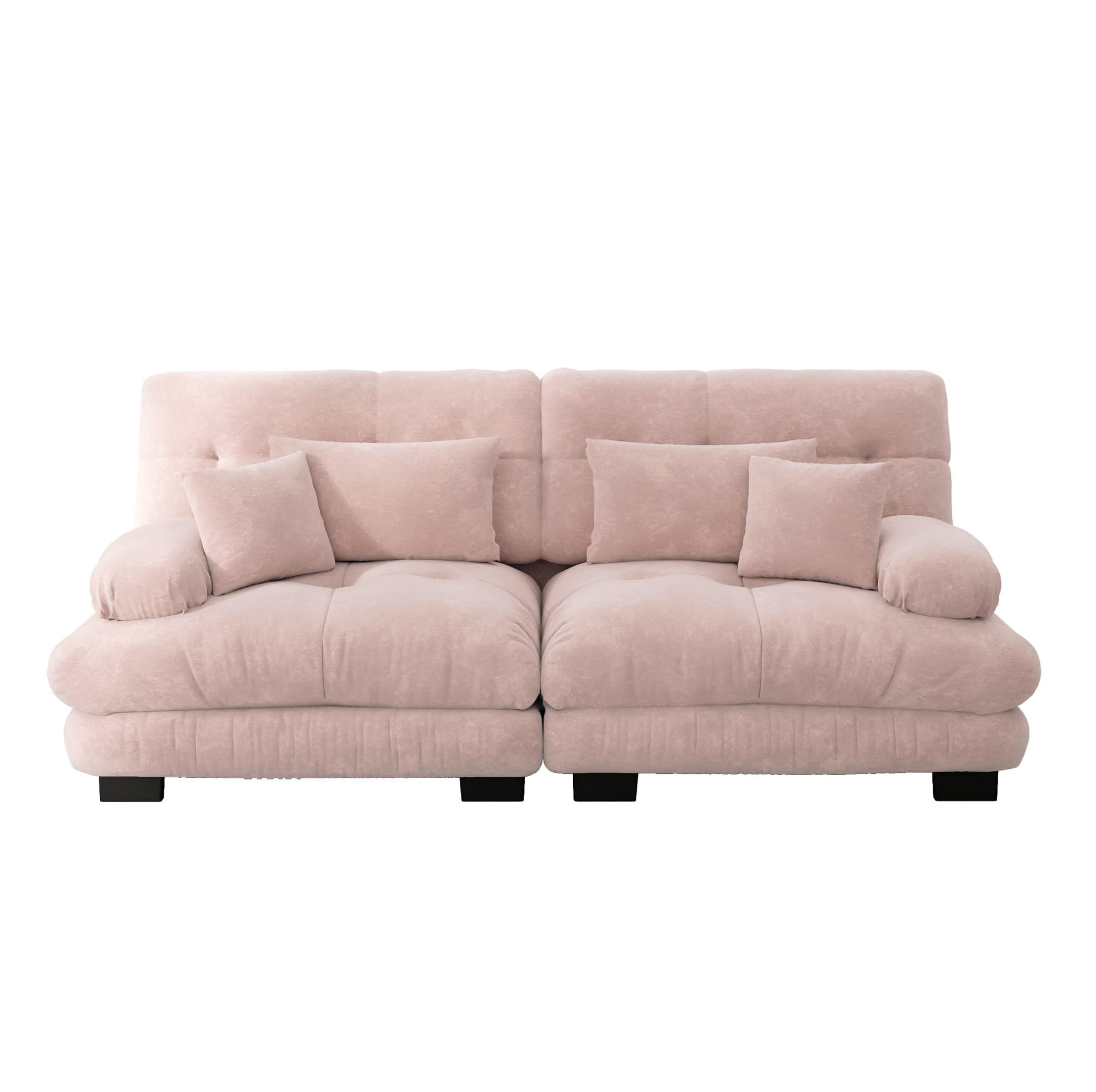 ECKSOFA modular mit Chenille-Bezug, Wolkenkomfort und Zierkissen, Pink - Pink, Textil (220/77cm) - Redom