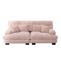 ECKSOFA modular mit Chenille-Bezug, Wolkenkomfort und Zierkissen, Pink - Pink, Textil (220/77cm) - Redom