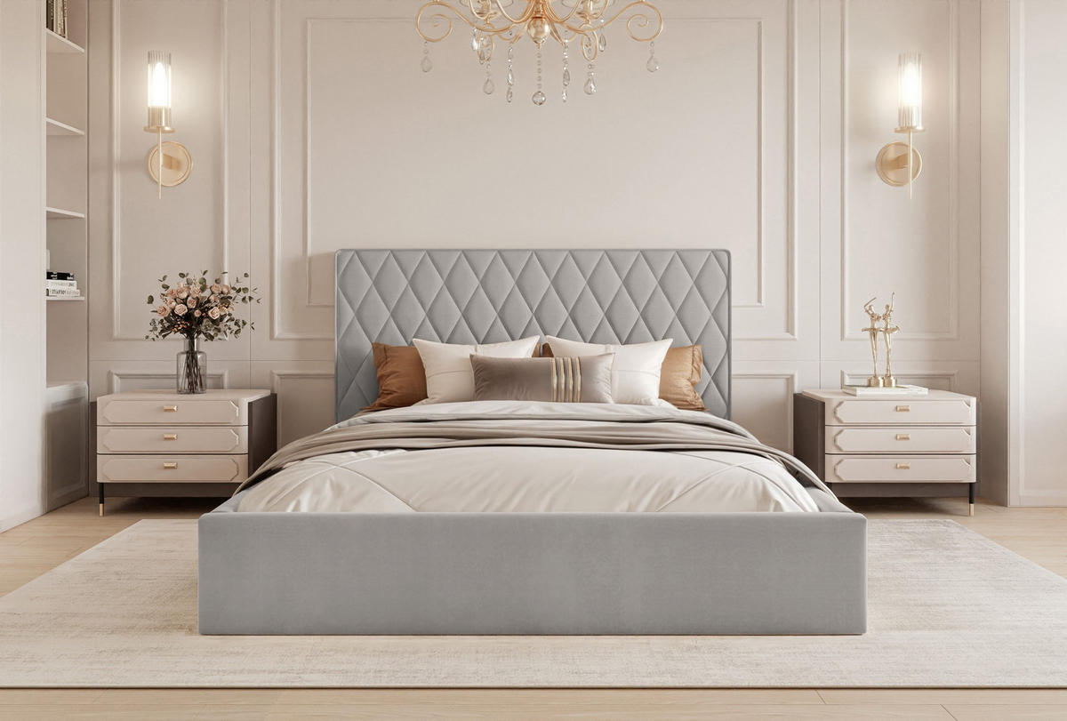 POLSTERBETT Cupo 120x200 cm, Grau - Grau, Textil (120/200cm) - Fedve
