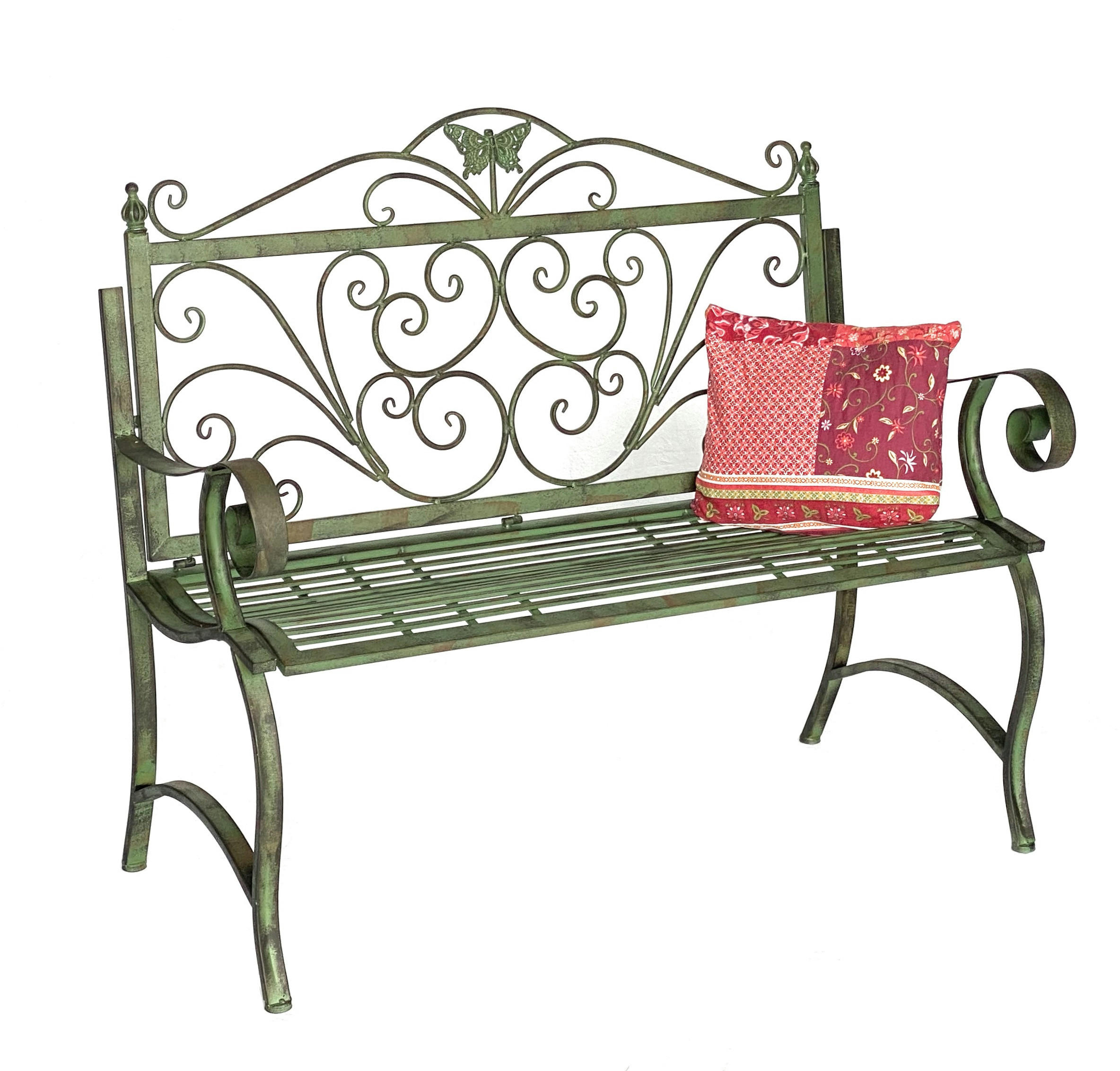 GARTENBANK 2 Sitzer Metall Grün 120 cm 96021 - Grün, Metall (118.5/102/52cm) - DanDiBo