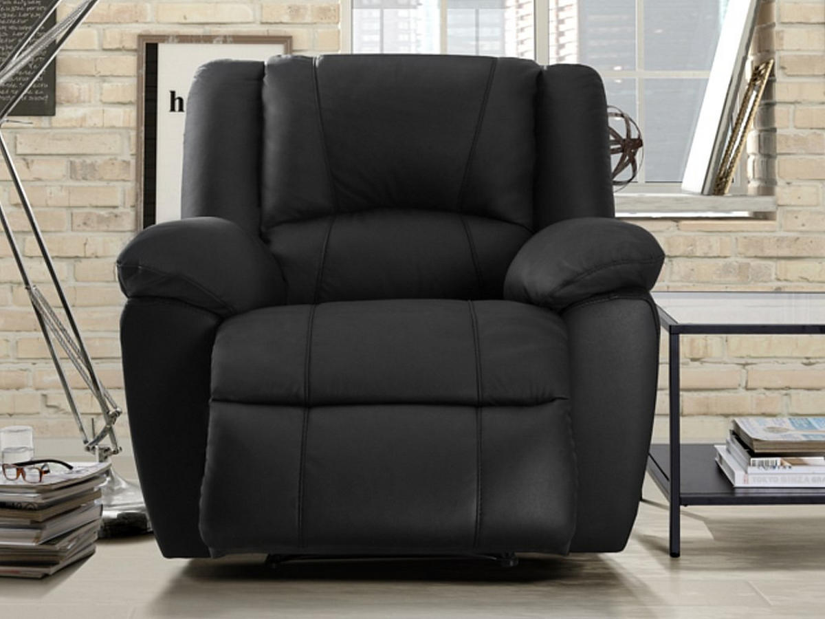 RELAXSESSEL - 1 -Sitzer - Leder - schwarz - AROMA - Schwarz, Leder (102/97/99cm) - Vente-Unique