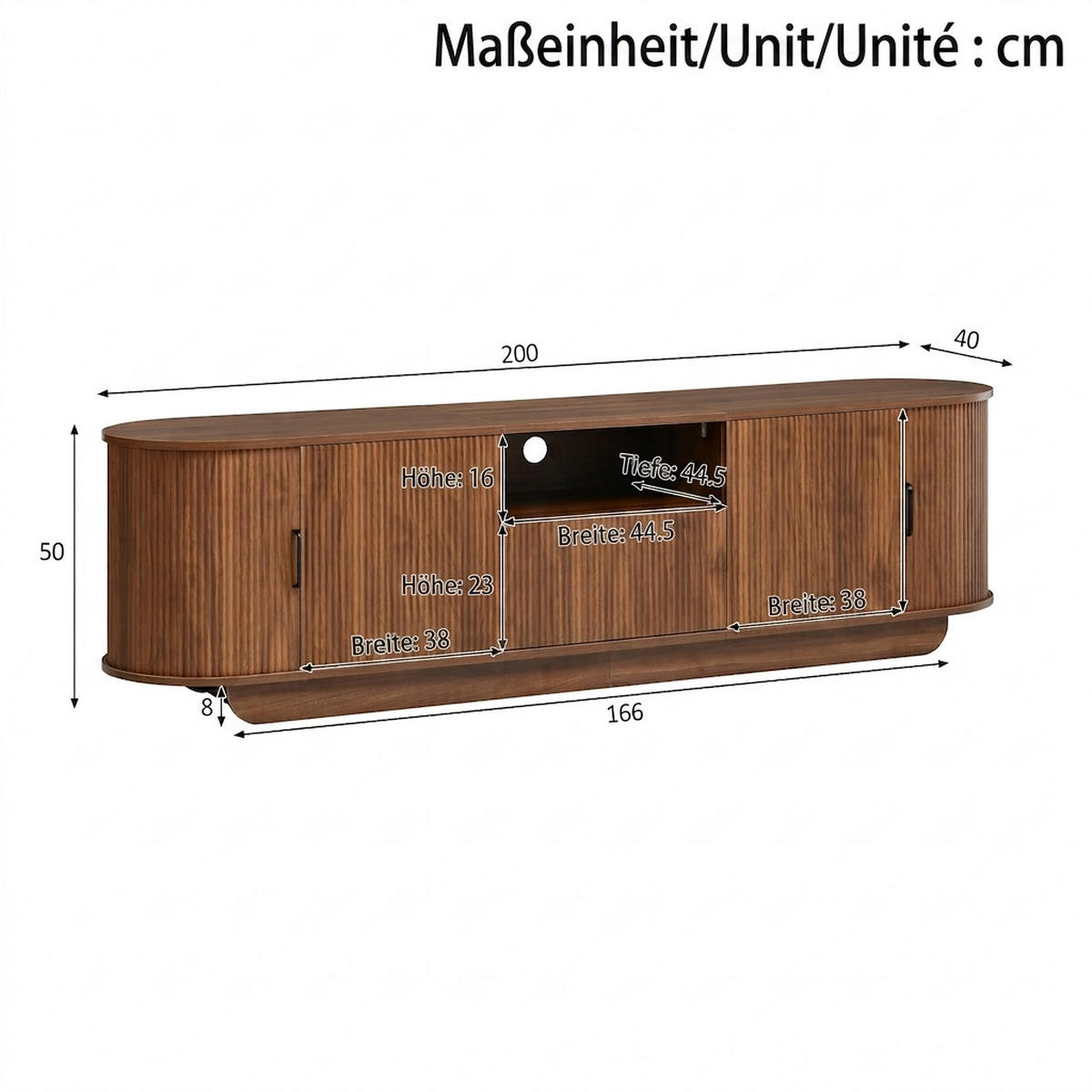 TV-SCHRANK 180/40/50 cm Walnussholzfarbe mit Schiebetüren, 2 Türen und 1 Schublade - Nussbaumfarben, Holzwerkstoff (180/50/40cm) - Oxeza