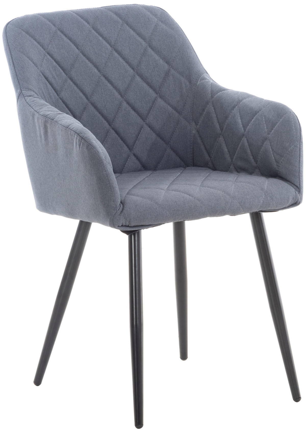 ESSZIMMERSTUHL Shyva Stoff, Gestell Metall matt Schwarz Dunkelgrau - Dunkelgrau/Schwarz, Textil/Metall (47/84/44cm) - TPFLiving
