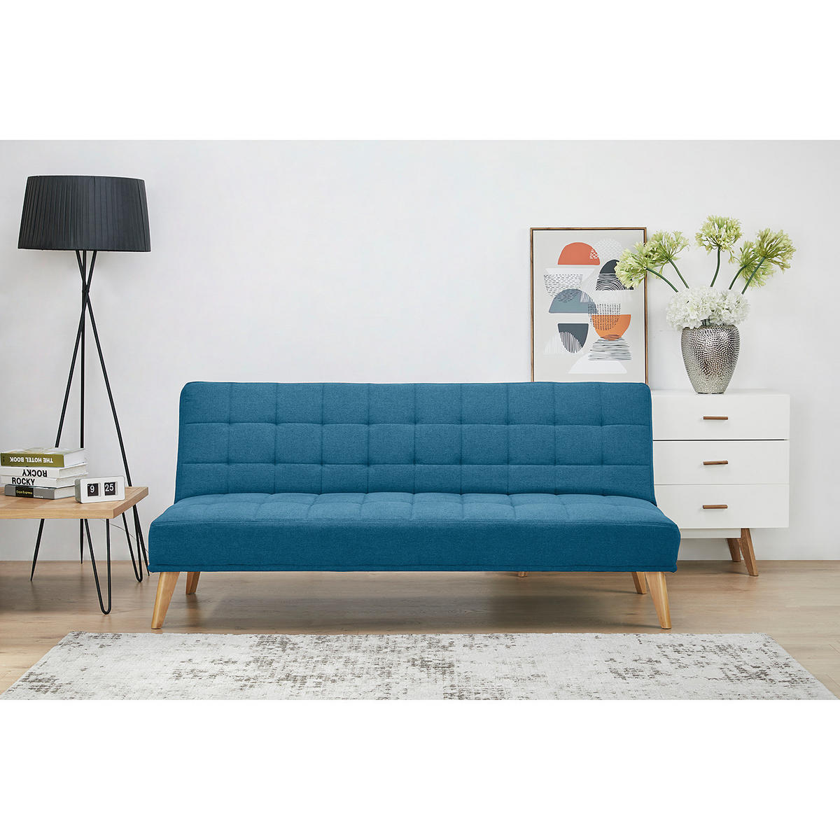 SCHLAFSOFA - Blau, Holz/Birkenholz (180/81/86cm) - home24