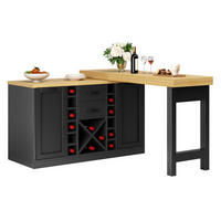 BARTISCH ausziehbar 120-223/40/73,8 cm mit Weinregal DE-39753 Schwarz - Schwarz, Holzwerkstoff (40/120/73.8cm) - ComfortXL
