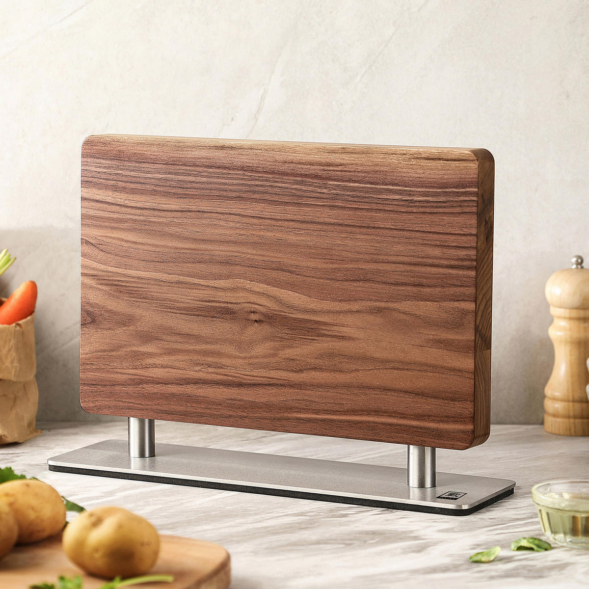 MAGNET-MESSERHALTER - Nussbaumfarben, Holz (32/3/21cm) - Zayiko