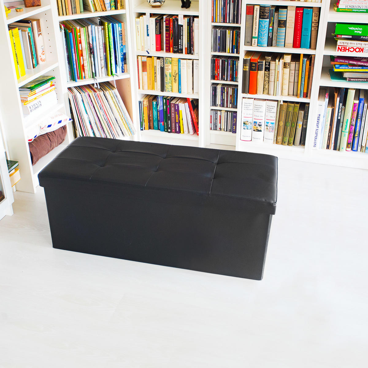 SITZBANK Stauraum - Schwarz, Holzwerkstoff/Kunststoff (38/38/76cm) - Relaxdays