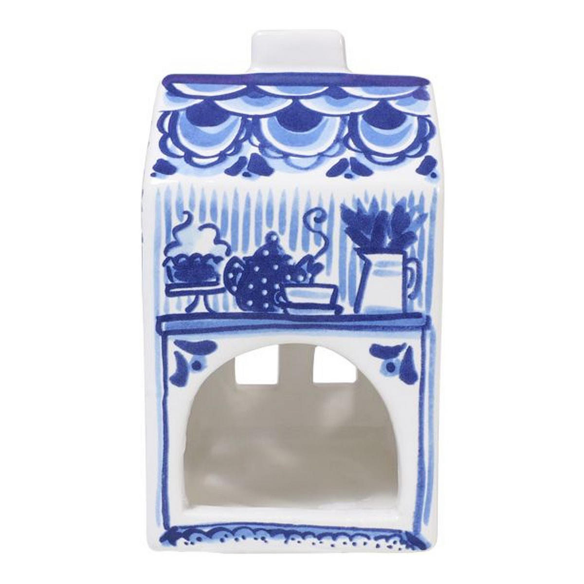 TEELICHTHALTER Häuschen in Blau - 14,5cm - Blau, Keramik (8.5/14.5/8.3cm) - Blond Amsterdam