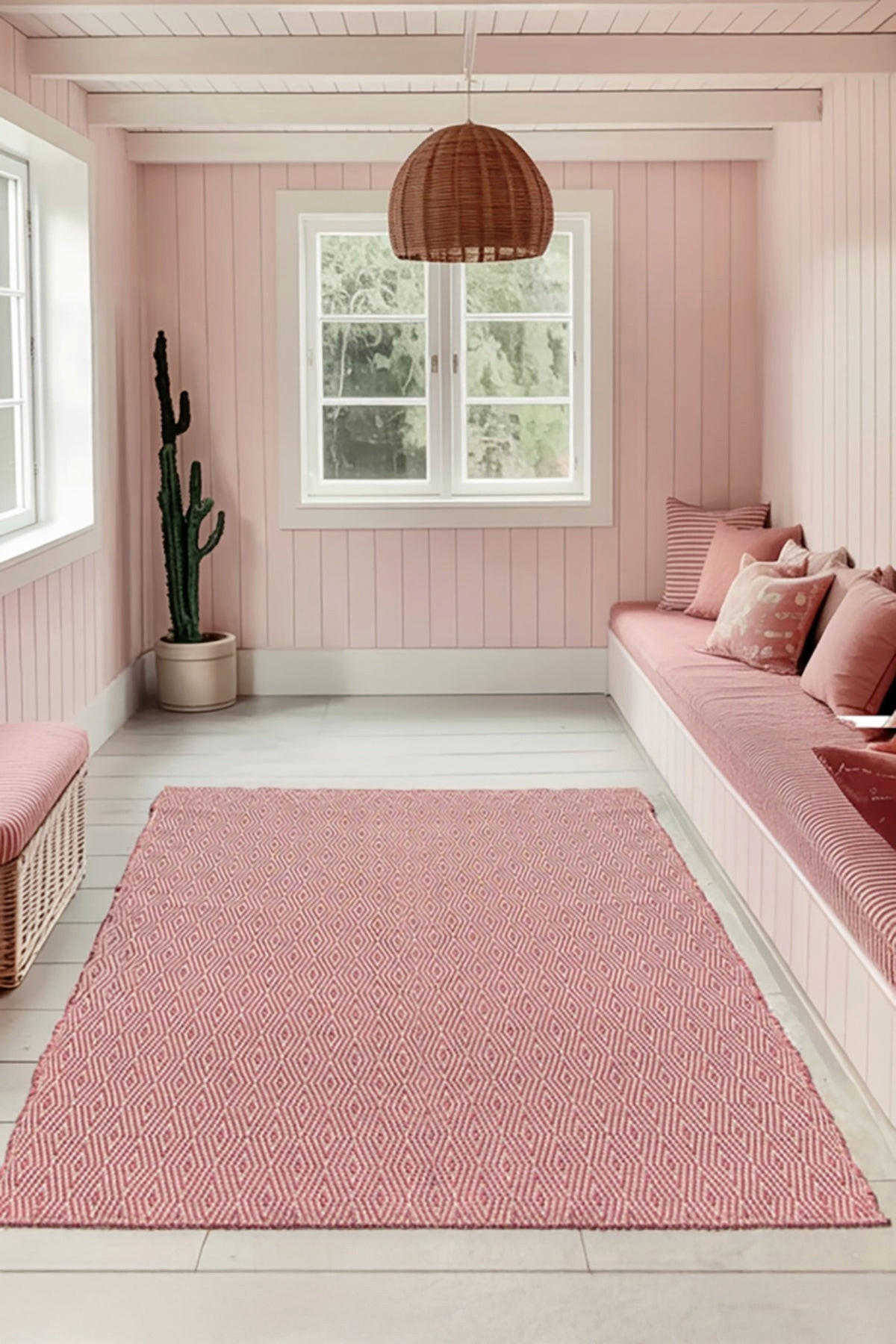 TEPPICH aus recycelten Fasern handgewebt rosa - Pink, Naturmaterialien (120/170cm) - AFK Living