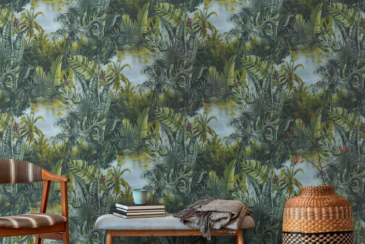 VLIESTAPETE Grün 53/1005 cm - Blau, Kunststoff/Textil (53/1cm) - KUNSTLOFT