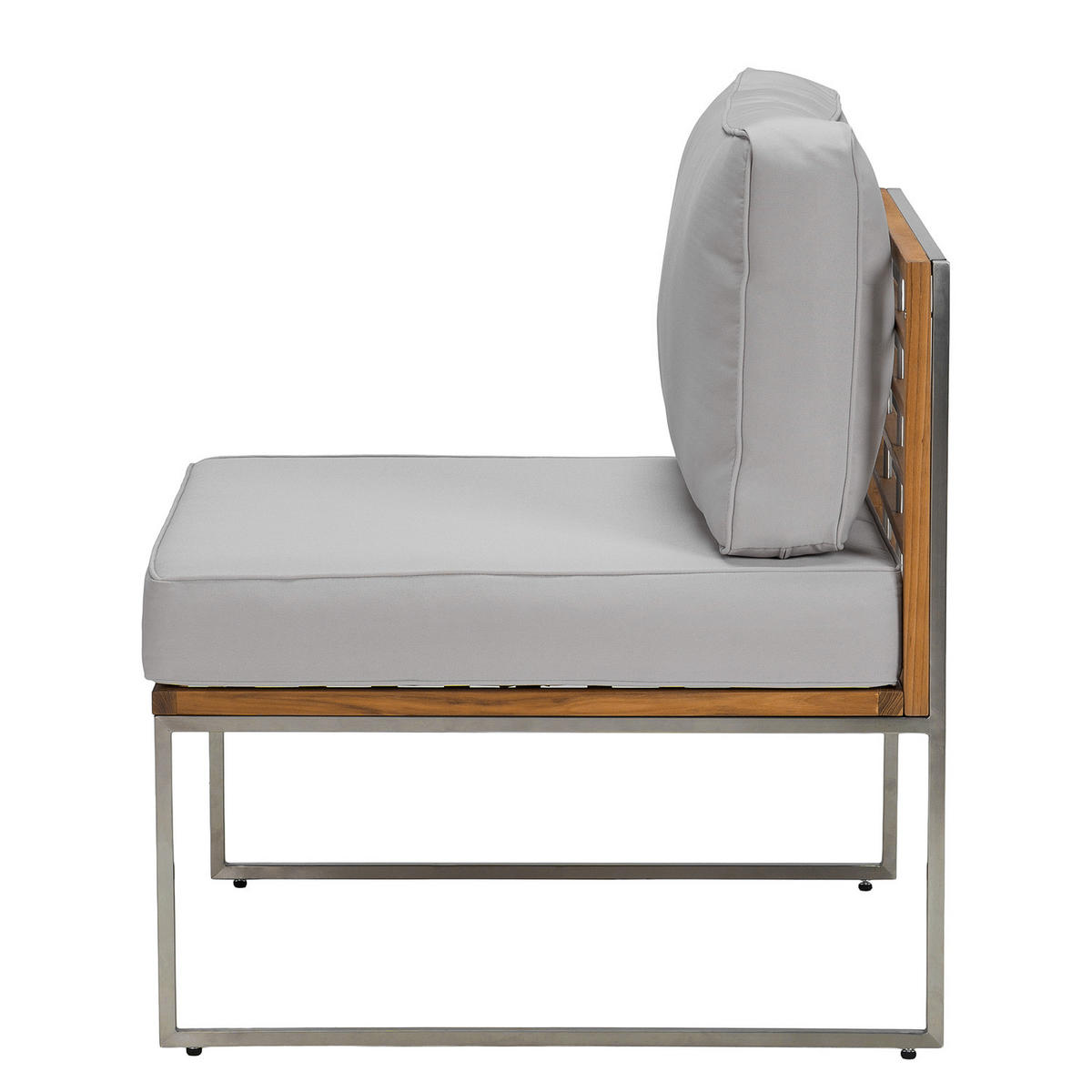 LOUNGESESSEL - Webstoff / Teak massiv - Hellgrau, Holz/Textil (70/74/70cm) - home24