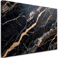 LEINWANDBILD Schwarzer Marmor mit goldener Abstraktion 100x70cm - Schwarz, Textil (100/70cm) - Feeby