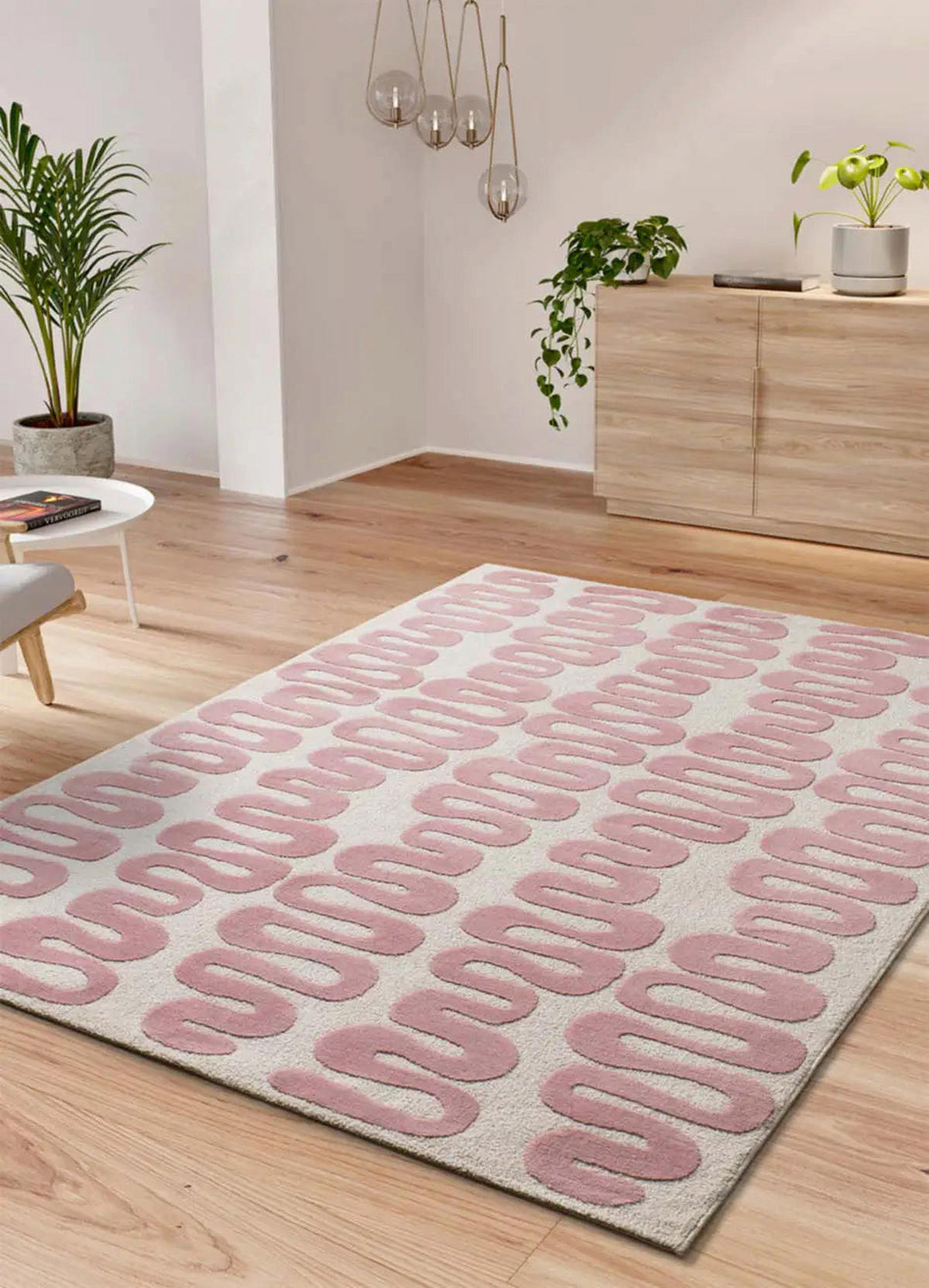 KURZFLORTEPPICH Rosa Flashy 160/230 cm - Pink/Weiß, Naturmaterialien/Textil (160/230cm) - Atticgo