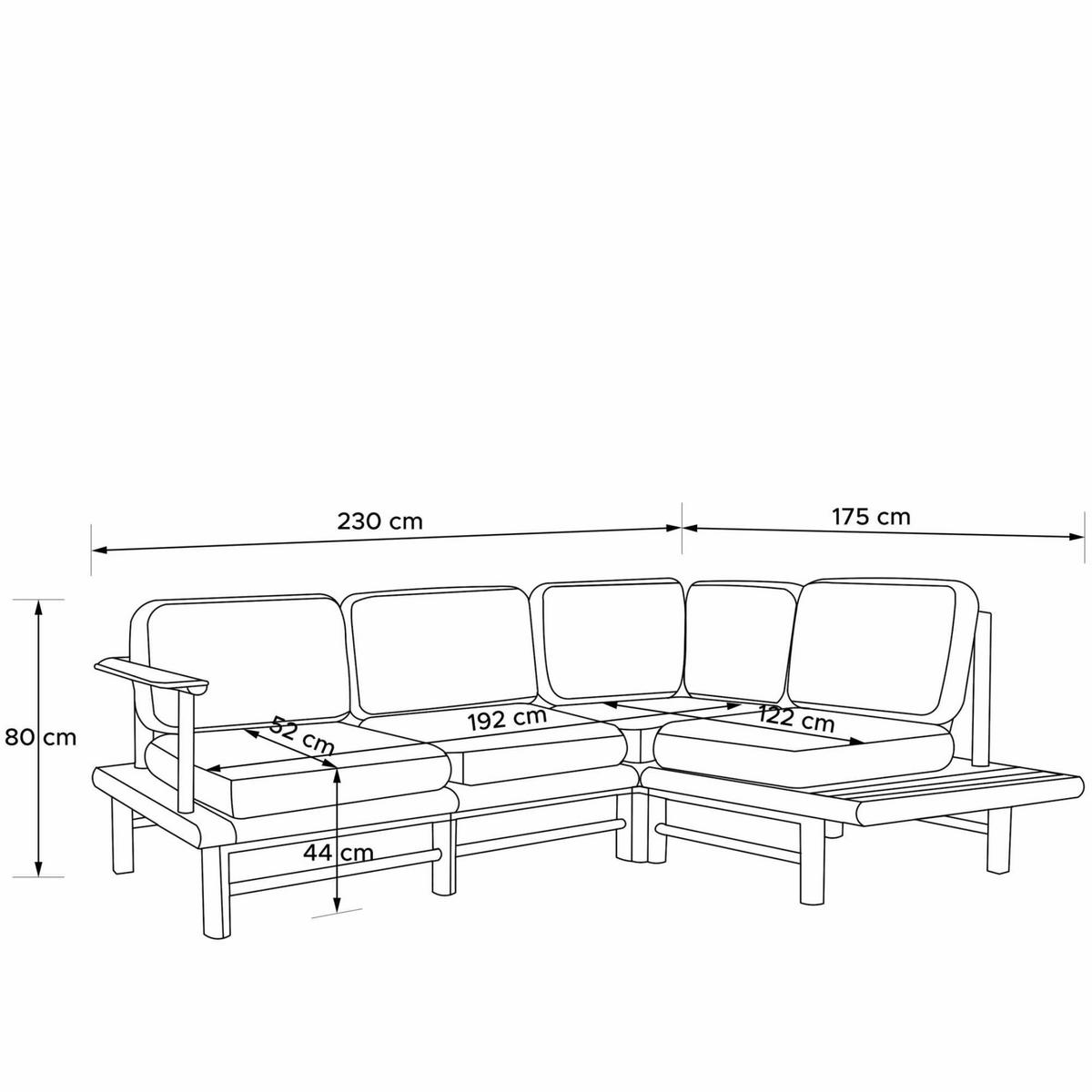 LOUNGESOFA ATREDA rechts - Creme, Holz/Textil (230/74/175cm) - KONSIMO®