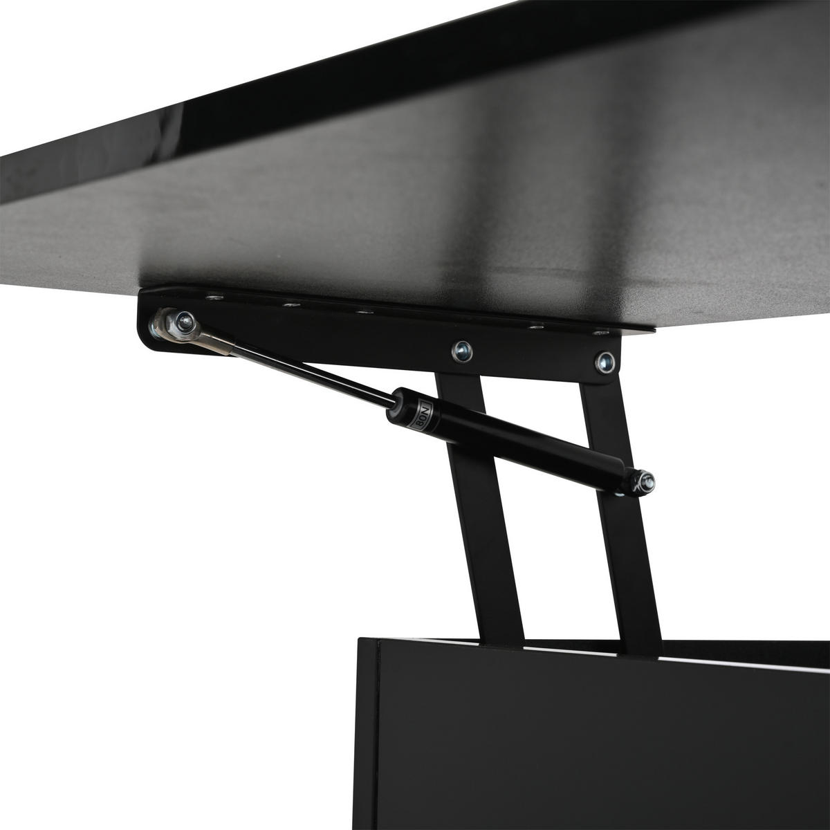 COUCHTISCH Schwarz, 100/50/40 cm mit Hubfunktion, LED und Schublade - Schwarz, Holzwerkstoff (50/100/40cm) - PANGIVO