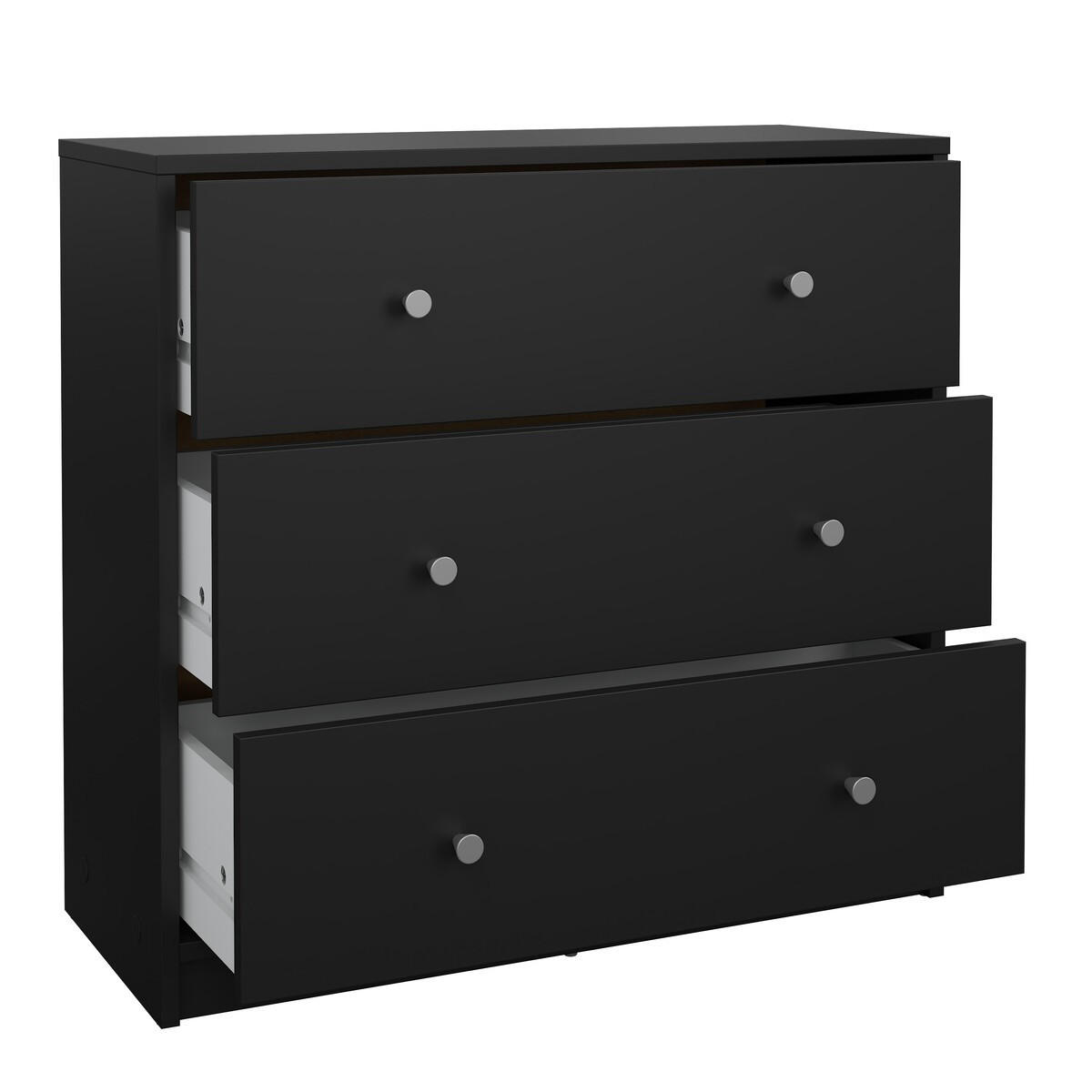 51. KOMMODE mit 3 Schubladen lise 72,4/30,1/68,3 cm - Schwarz, Holzwerkstoff (30.1/68.3/85.2cm) - Calicosy