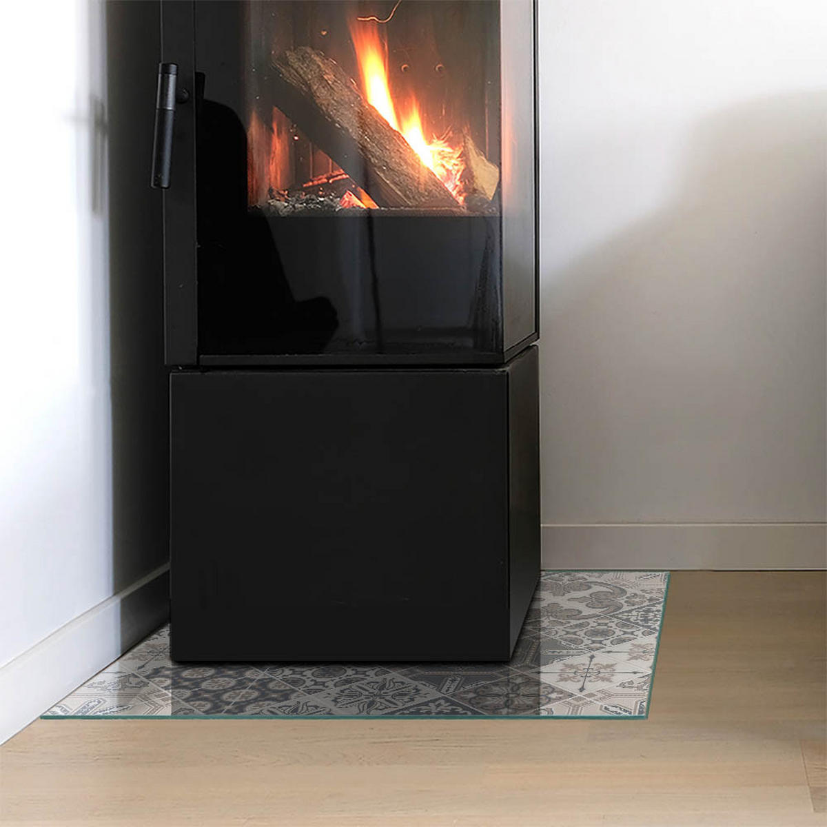 GLASPLATTE für Kamin 50 × 50 cm Grau - Grau, Glas (50/50/0.4cm) - ArtPrintCave