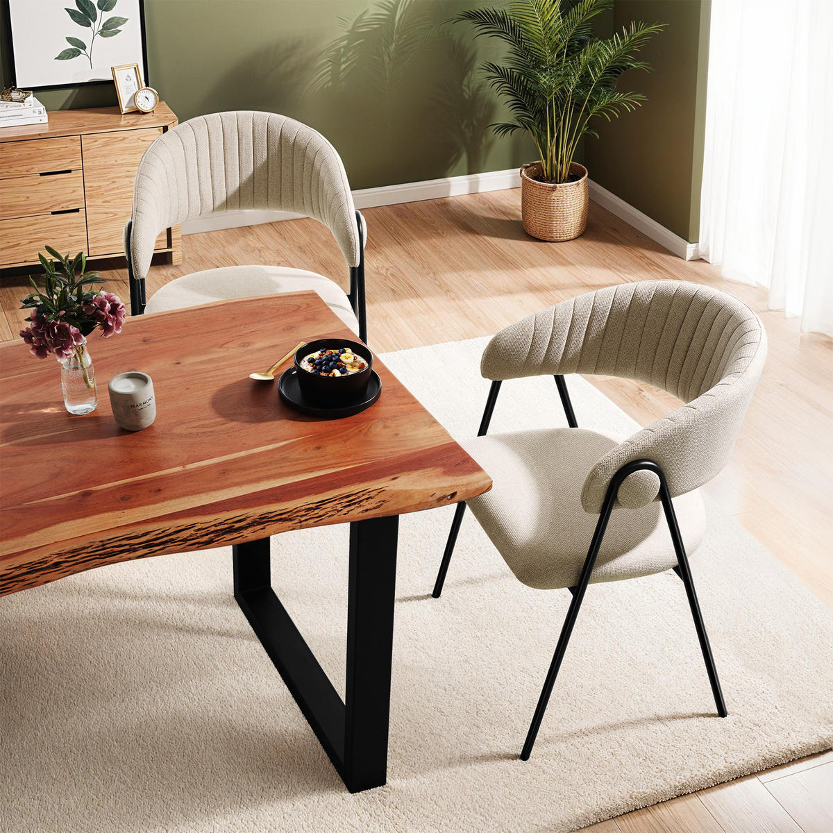 ARMLEHNSTUHL 2er Set Bedano 60 x 58 x 85 cm greige - Greige, Kunststoff (60/85/58cm) - tectake