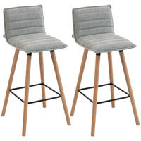 BARHOCKER 2er-Set DE-14800 gepolstert mit Rückenlehne & Fußstütze Grau - Grau, Holzwerkstoff (48/99.5/48cm) - ComfortXL