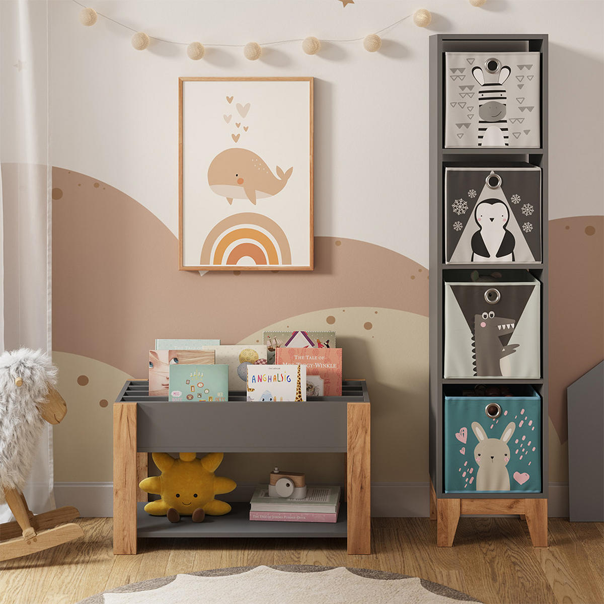 KINDERREGAL Malia Grau/Artisan 80 x 46 cm - Hellgrau/Grau, Holzwerkstoff (80/46/37cm) - VitaliSpa