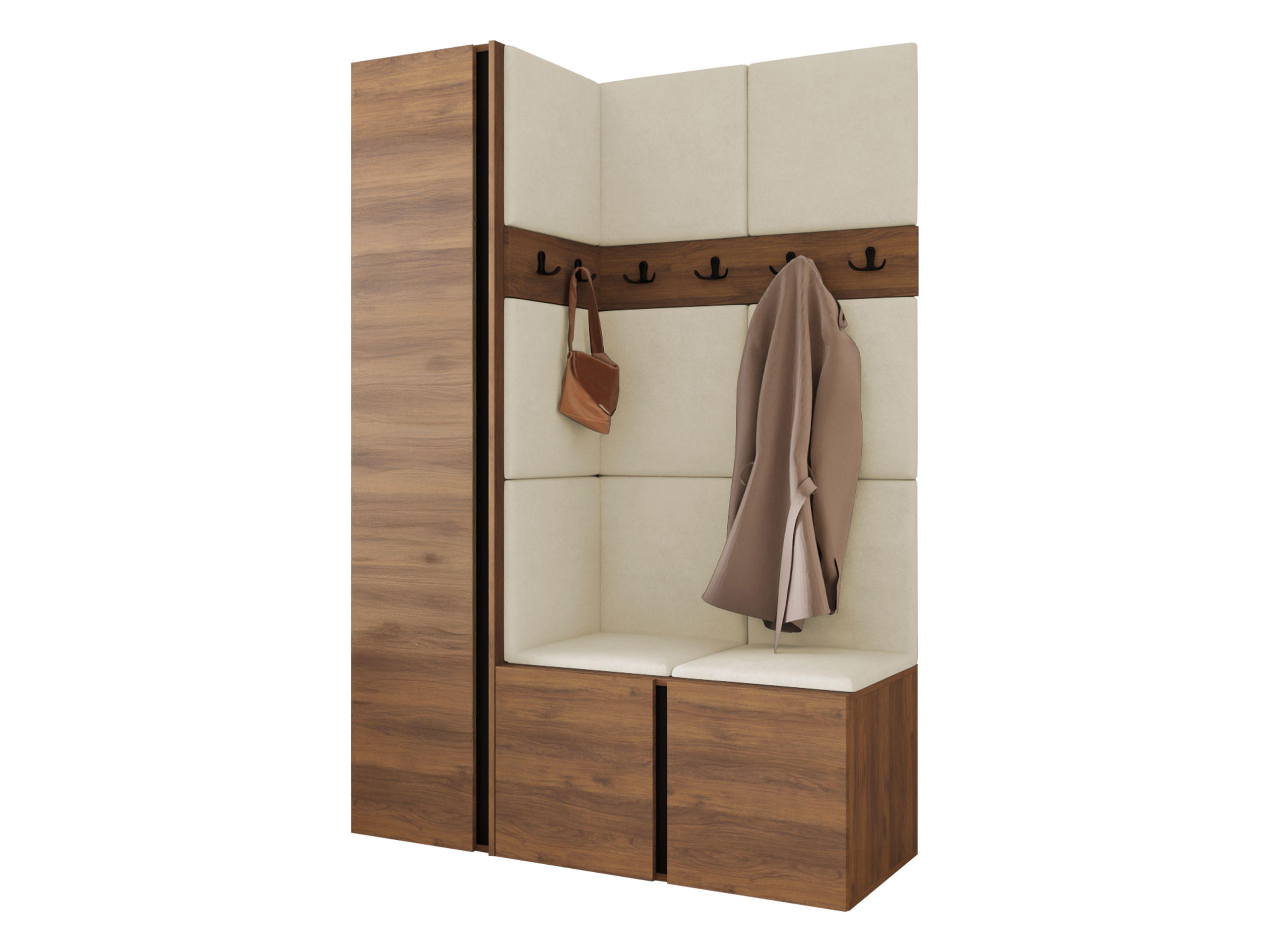 MOBILIER PENTRU HOL Orion IX - bej/culoare lemn de nuc, material plastic/compozit lemnos (124/186/46cm) - MIRJAN24