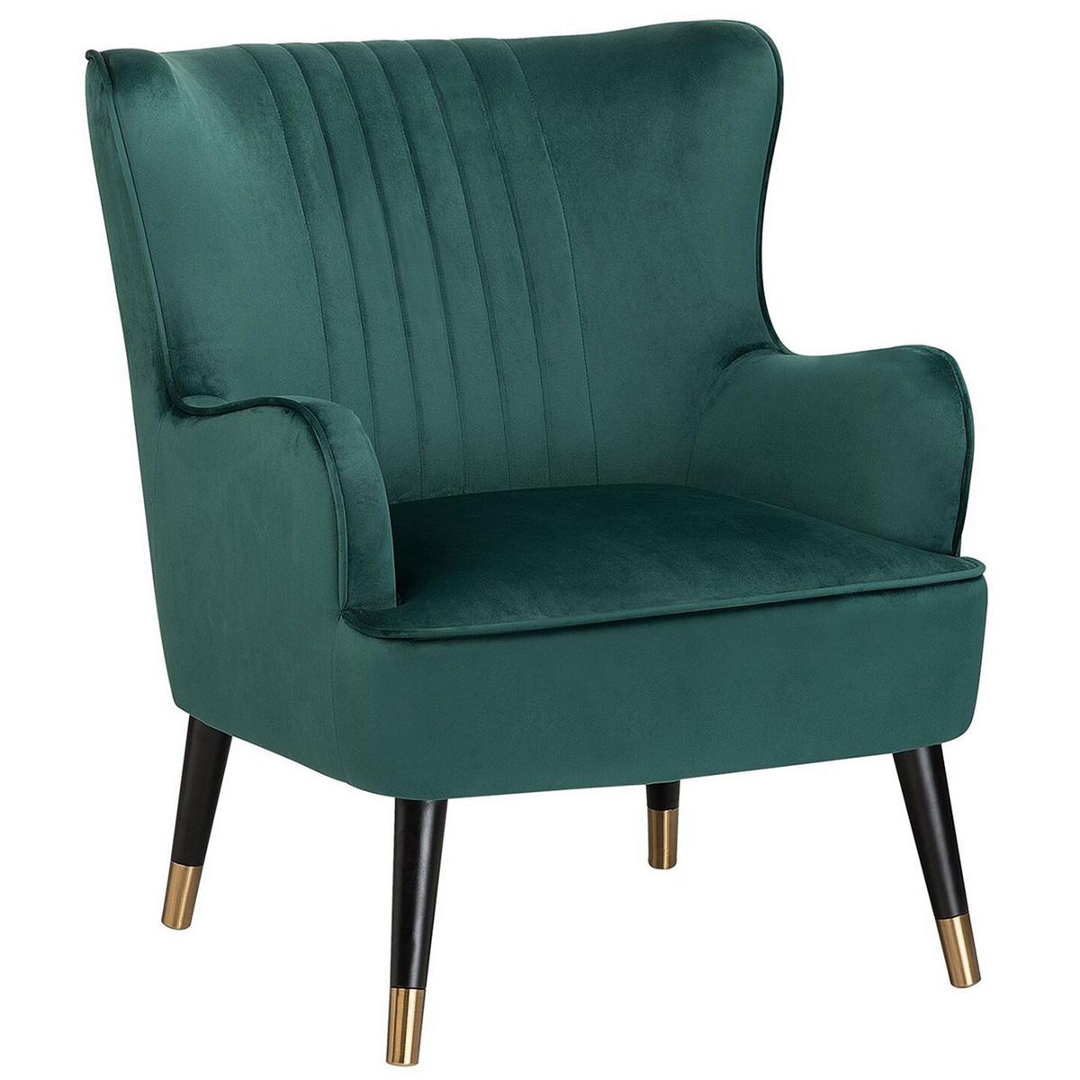SESSEL Samtstoff dunkelgrün Varberg - Goldfarben/Schwarz, Textil (74/89/77cm) - Beliani
