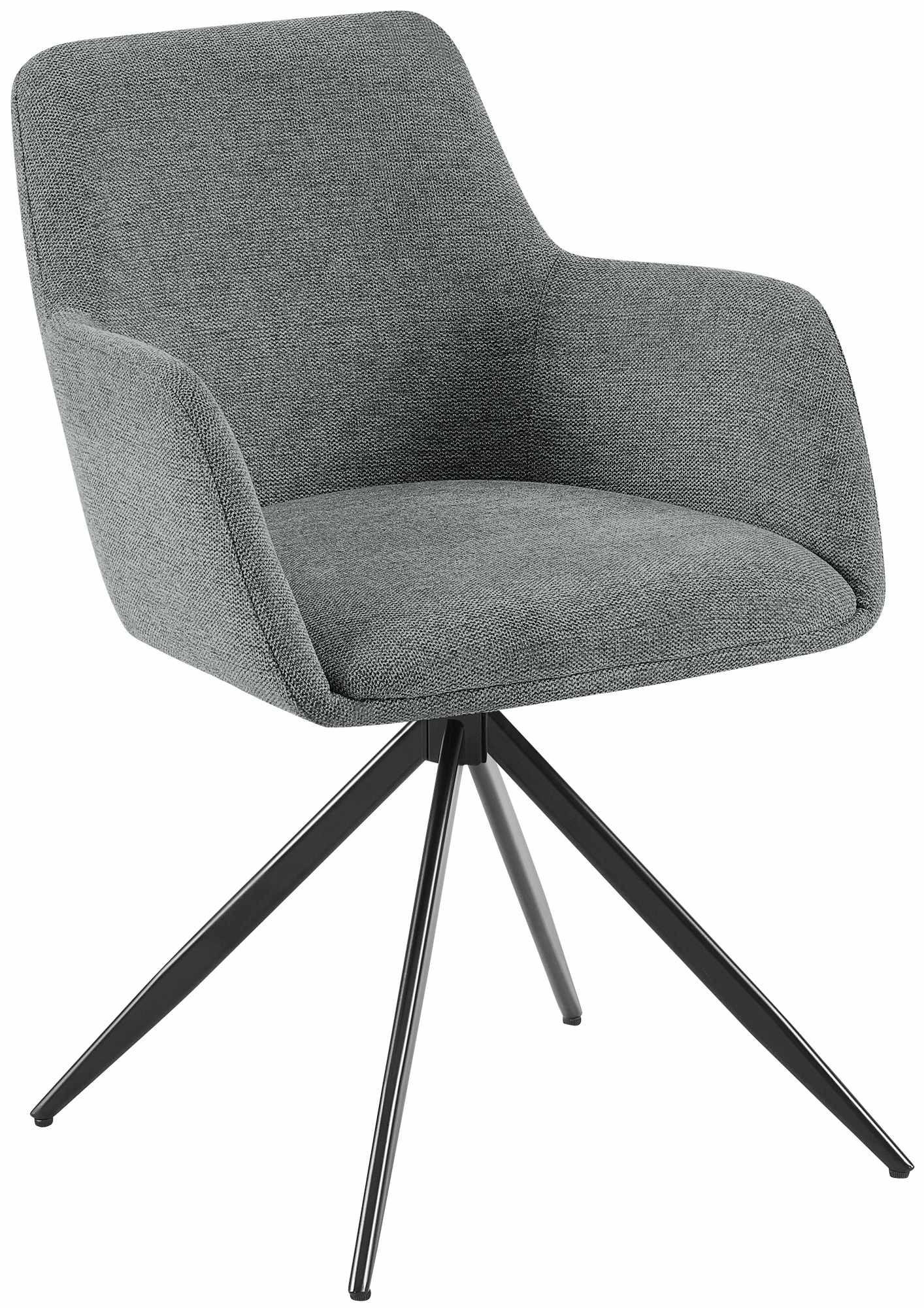 ARMLEHNENSTUHL Stoff grau - Schwarz/Grau, Textil/Metall (56/81/62cm) - CLP