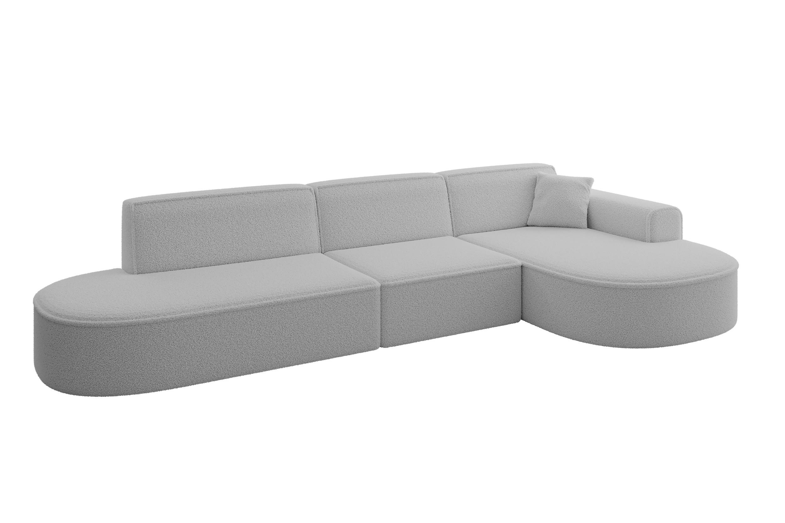 ALTDECOR ROHOVÁ SEDACÍ SOUPRAVA s otomanem vpravo MARI-L2 – 328 × 171 × 79 cm, světle šedá, buklé