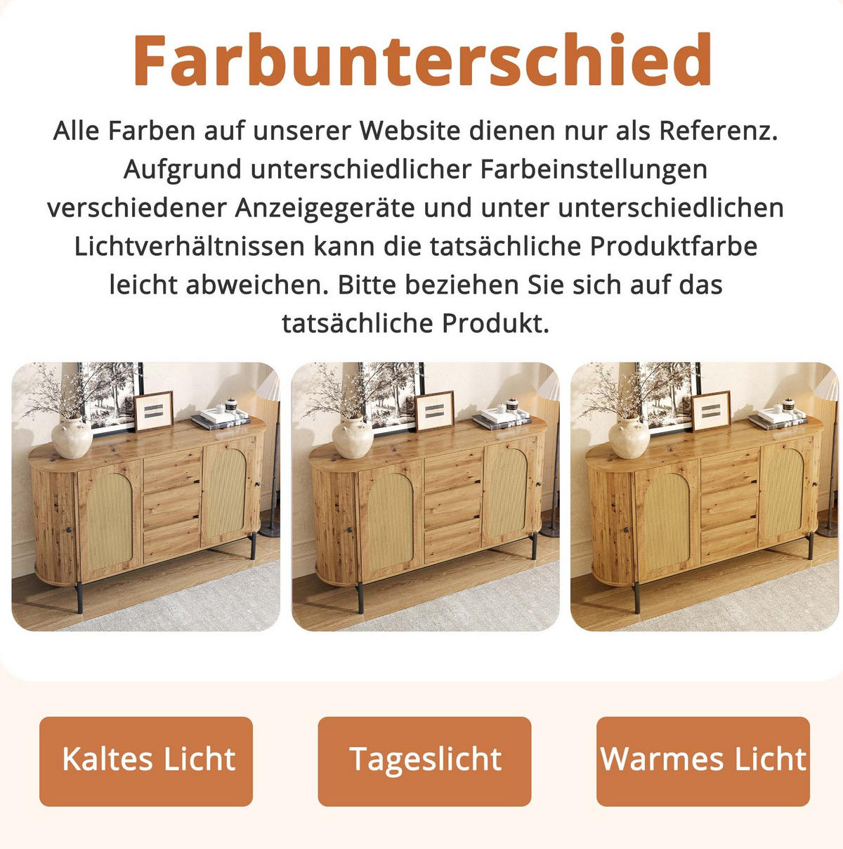 SIDEBOARD 140/38/77,5 cm Natur aus MDF mit Rattan-Türen und Schubladen - Naturfarben, Holzwerkstoff (38/77.5/140cm) - OKWISH