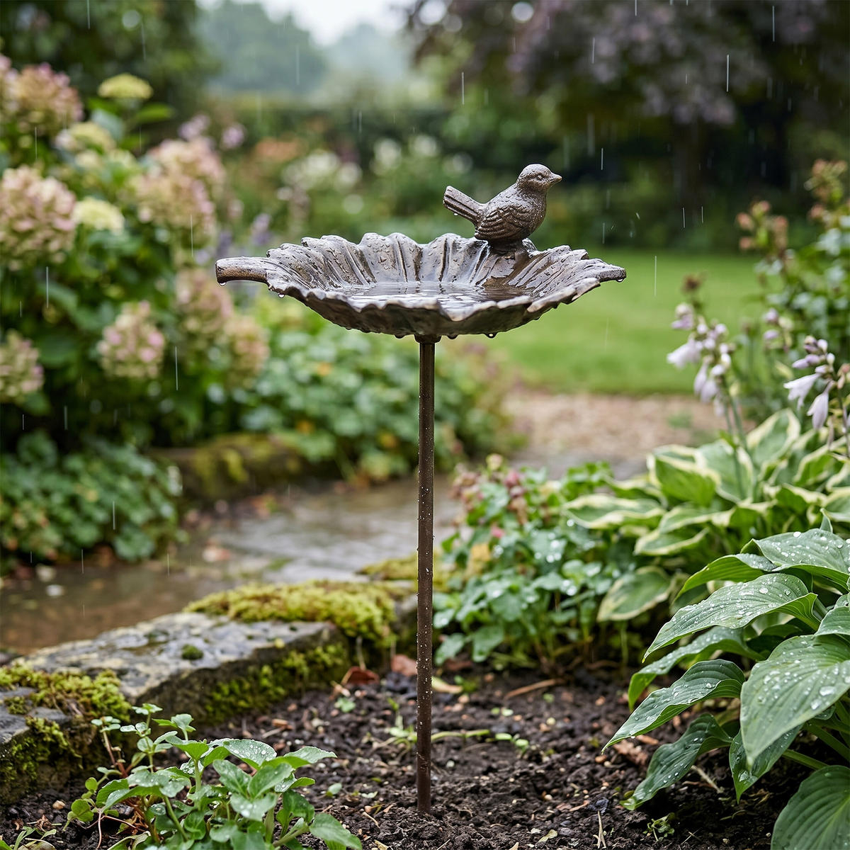 VOGELTRÄNKE - Dunkelbraun, Metall (22.5/93/14cm) - Relaxdays