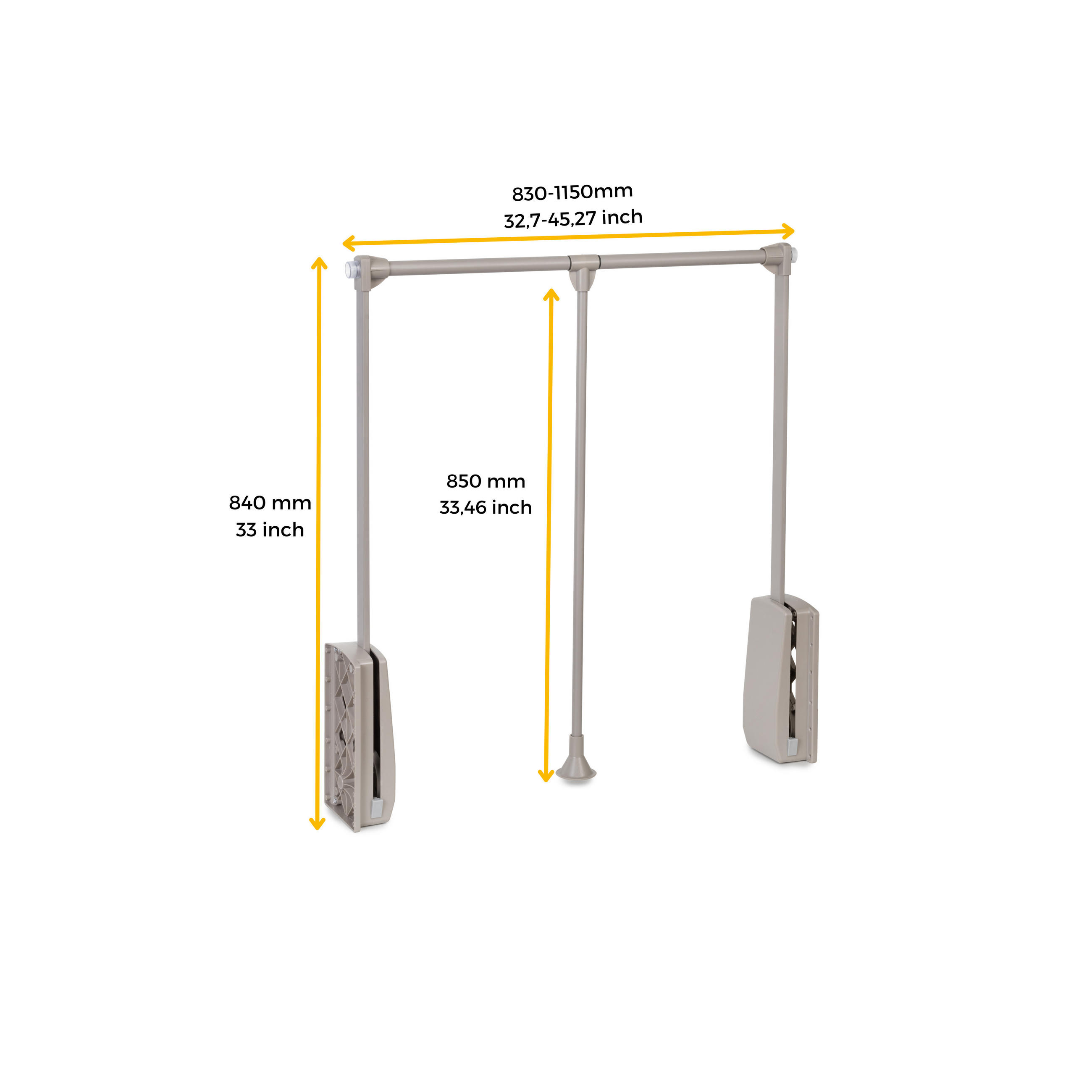 KLEIDERLIFT für Garderoben Hang, 830 - 1150, Bemalte Steinfarbe, Stahl und Kunststoff 10er-set - Grau, Metall (115/85/75cm) - EMUCA