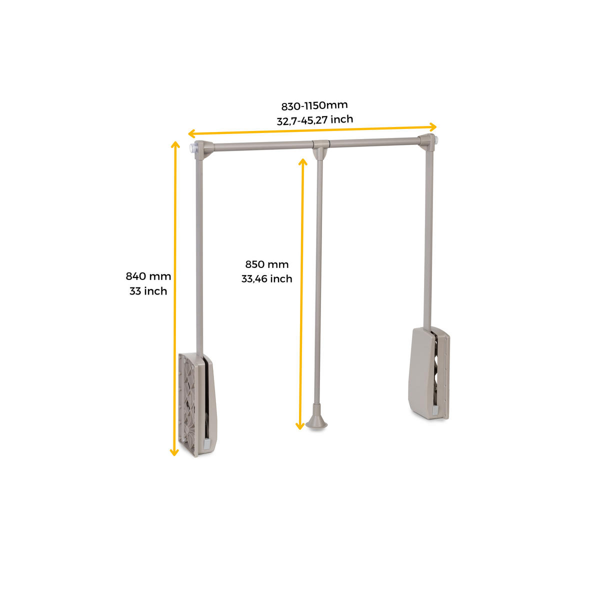 KLEIDERLIFT für Garderoben Hang, 830 - 1150, Bemalte Steinfarbe, Stahl und Kunststoff 10er-set - Grau, Metall (16/9/86.5cm) - EMUCA