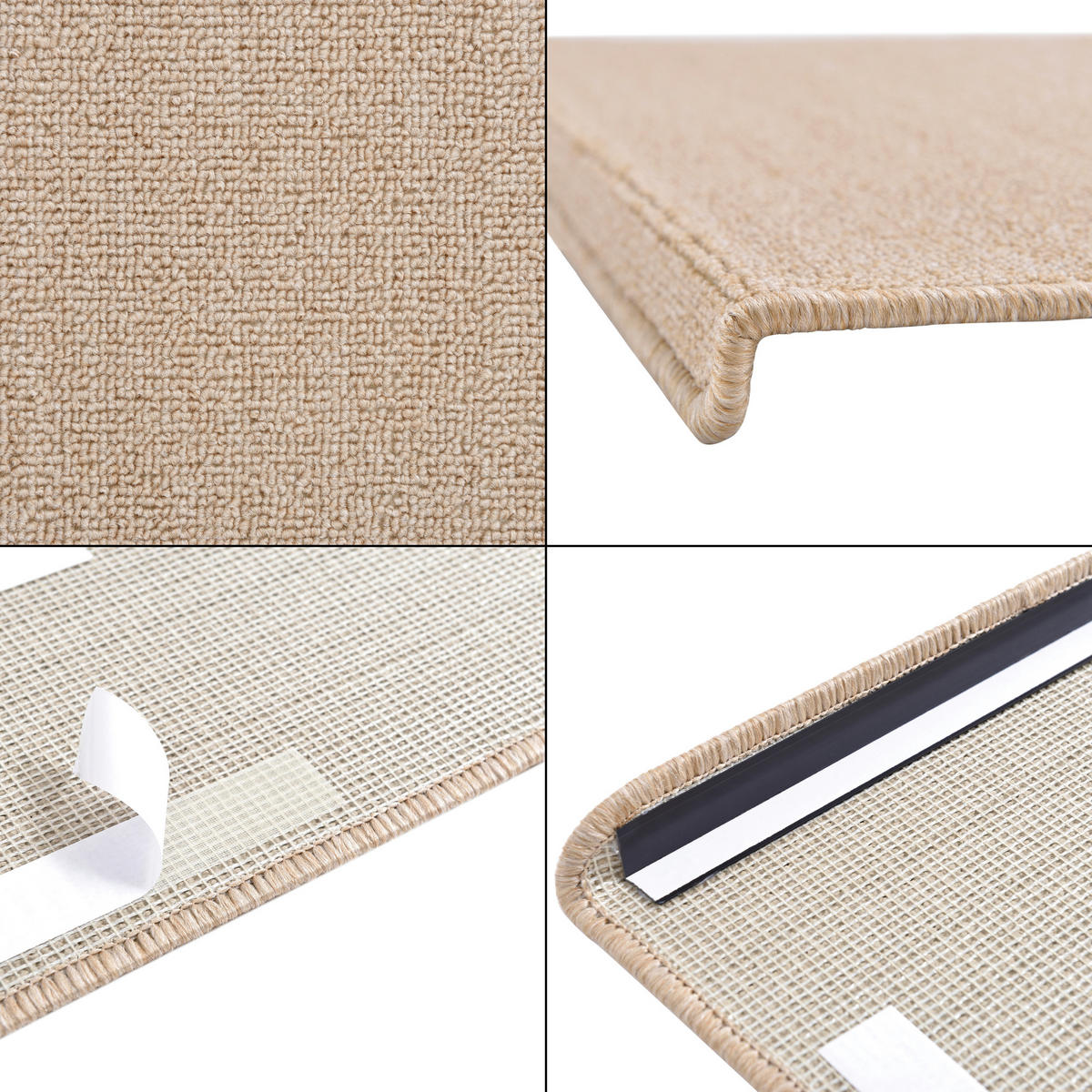 STUFENMATTEN-SET 15 TLG. - Beige, Kunststoff (24/65/0.7cm) - [en.casa]