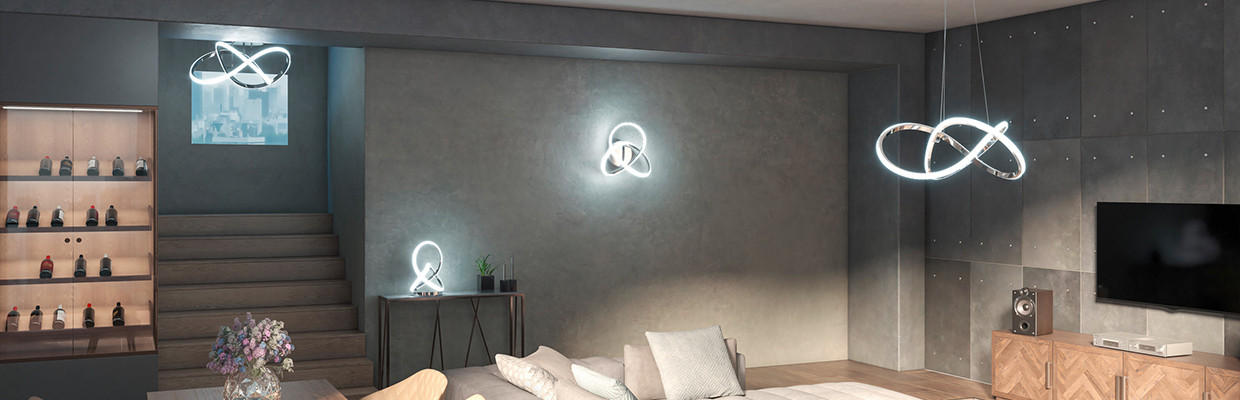 viele geschwungene led lampen