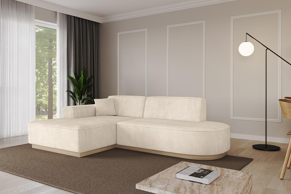 ECKSOFA Ottomane Links IREA-L1 - 232x165x80 cm Beige - Beige, Holzwerkstoff/Textil (232/165cm) - ALTDECOR