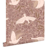 TAPETE Schwäne 0.53 x 10.05 m - Lila, Papier (53/0.1cm) - ESTAhome