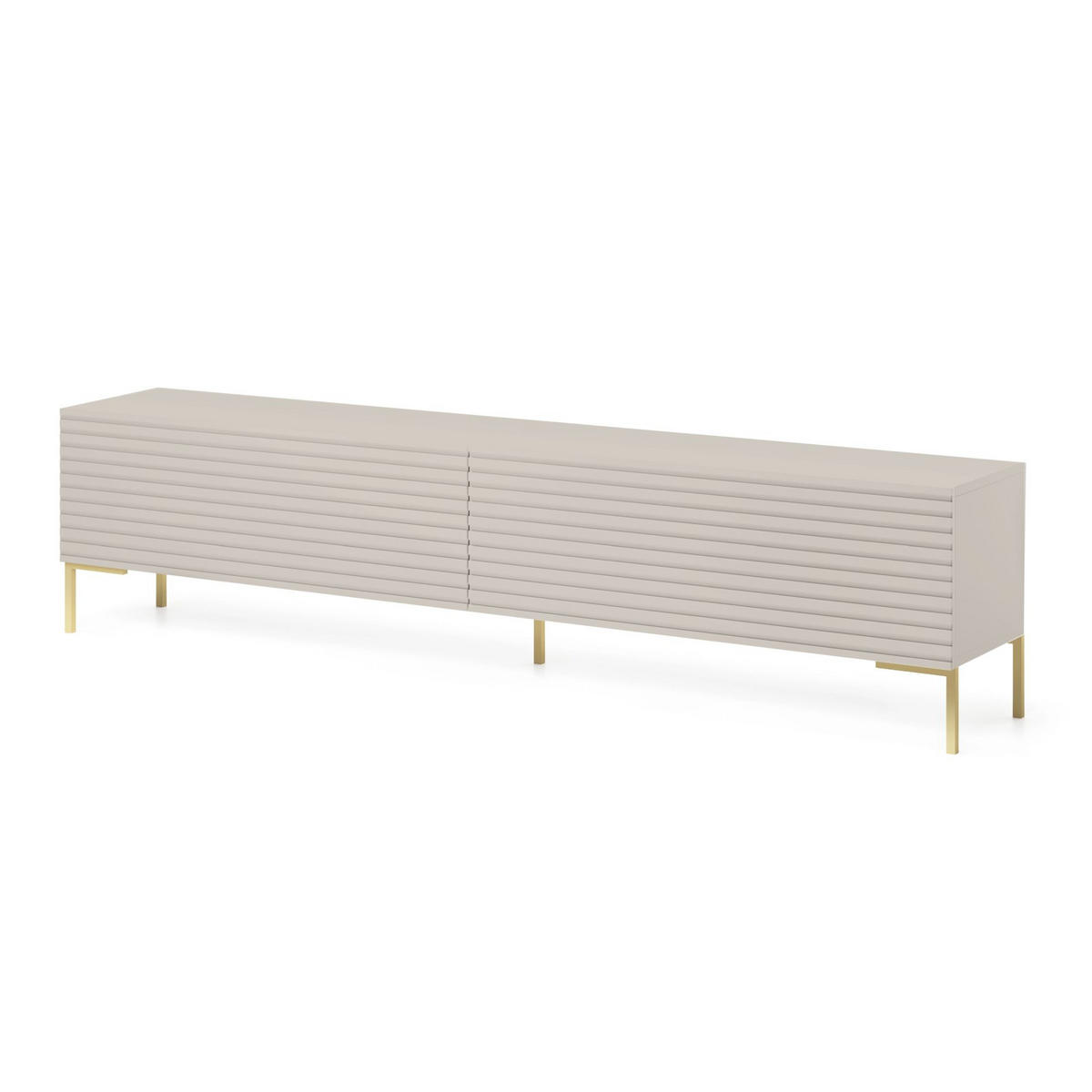 TV-LOWBOARD Lammelo Greige mit Lammelen 175 cm - Taupe/Goldfarben, Holzwerkstoff/Metall (175/44/32cm) - Selsey