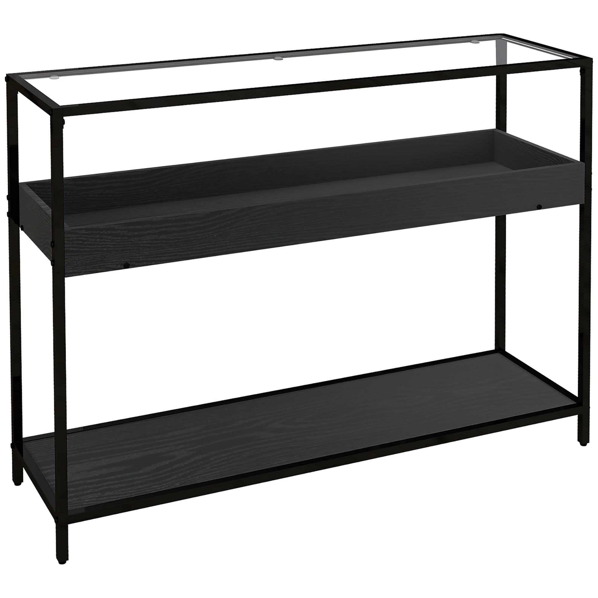 KONSOLENTISCH mit 2 Regalen, 100L x 30B x 78Hcm - Schwarz, Kunststoff/Metall (100/30/78cm) - HOMCOM